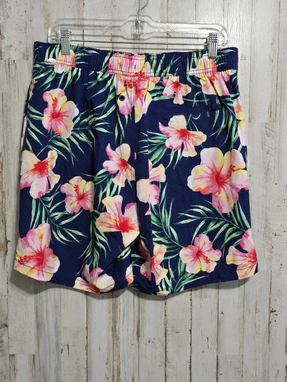 Calvin Klein Navy Tropical Floral  Swim Trunks Board Shorts Size Medium